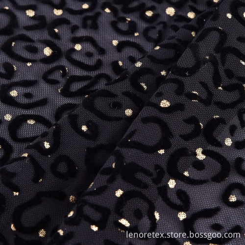 Polyester Foil Printed Knit Velvet Flock Mesh Fabric